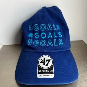 47 Brand Clean Up Hat Royal Blue Goals Embroidered Adjustable Baseball Cap OSFA